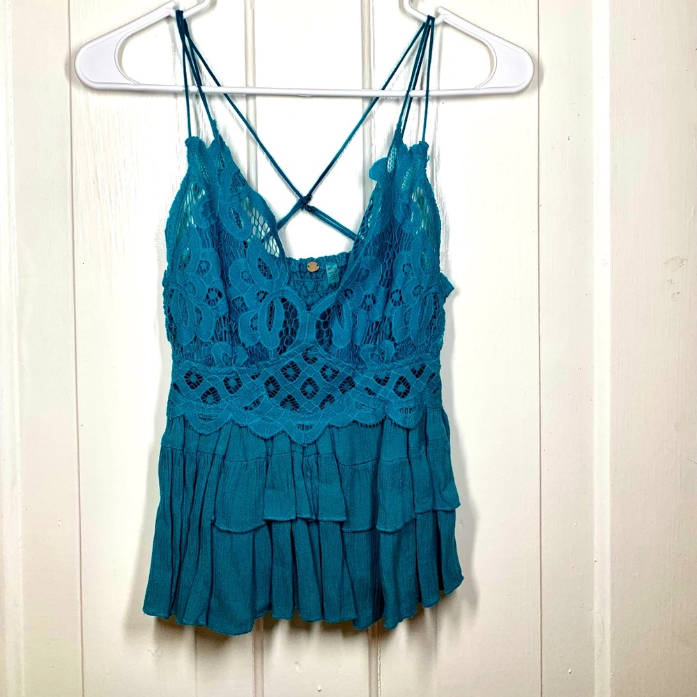 Teal Free People Tank - Sexy boho vibes